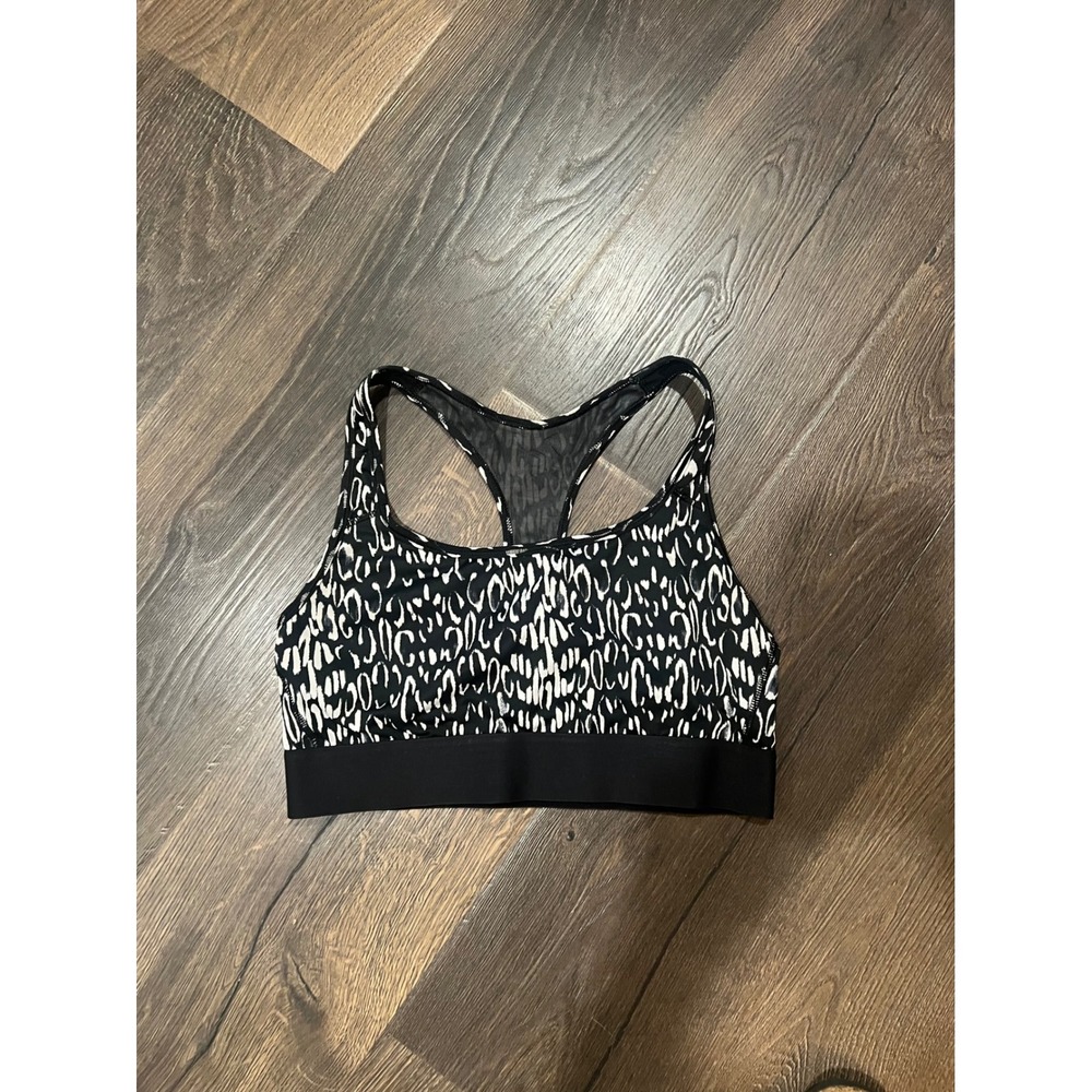 Victoria Sport Womens Black White‎ Animal Print Racerback Mesh Sports Bra Size M